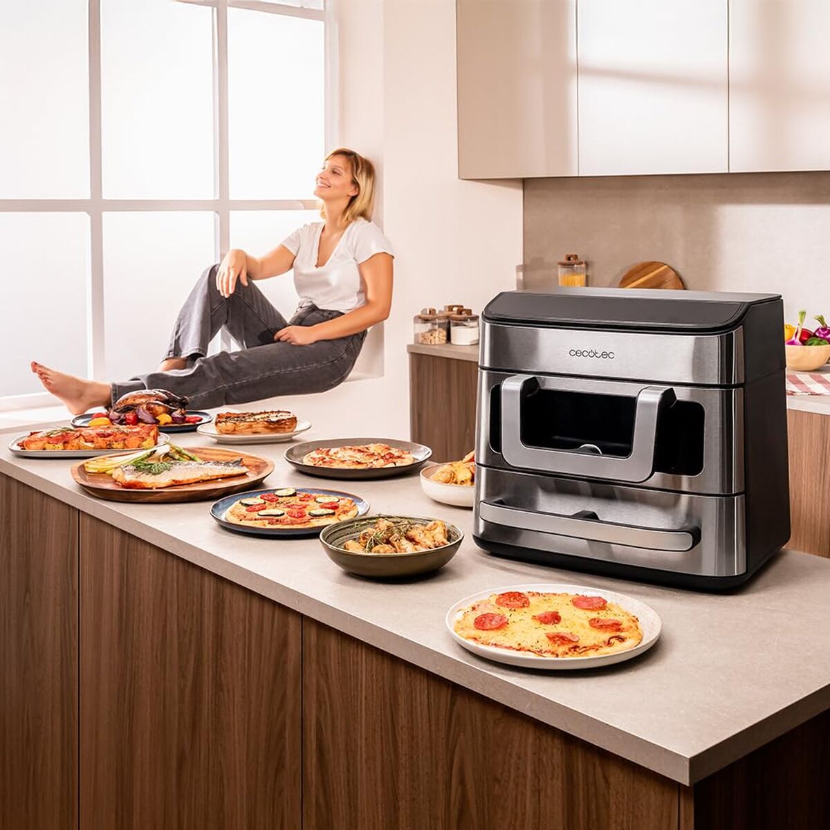 Luftfritös Cecotec Cecofry FoodCourt 18000 4Pizza 2700 W Stål 18 L finns hos Nordekko