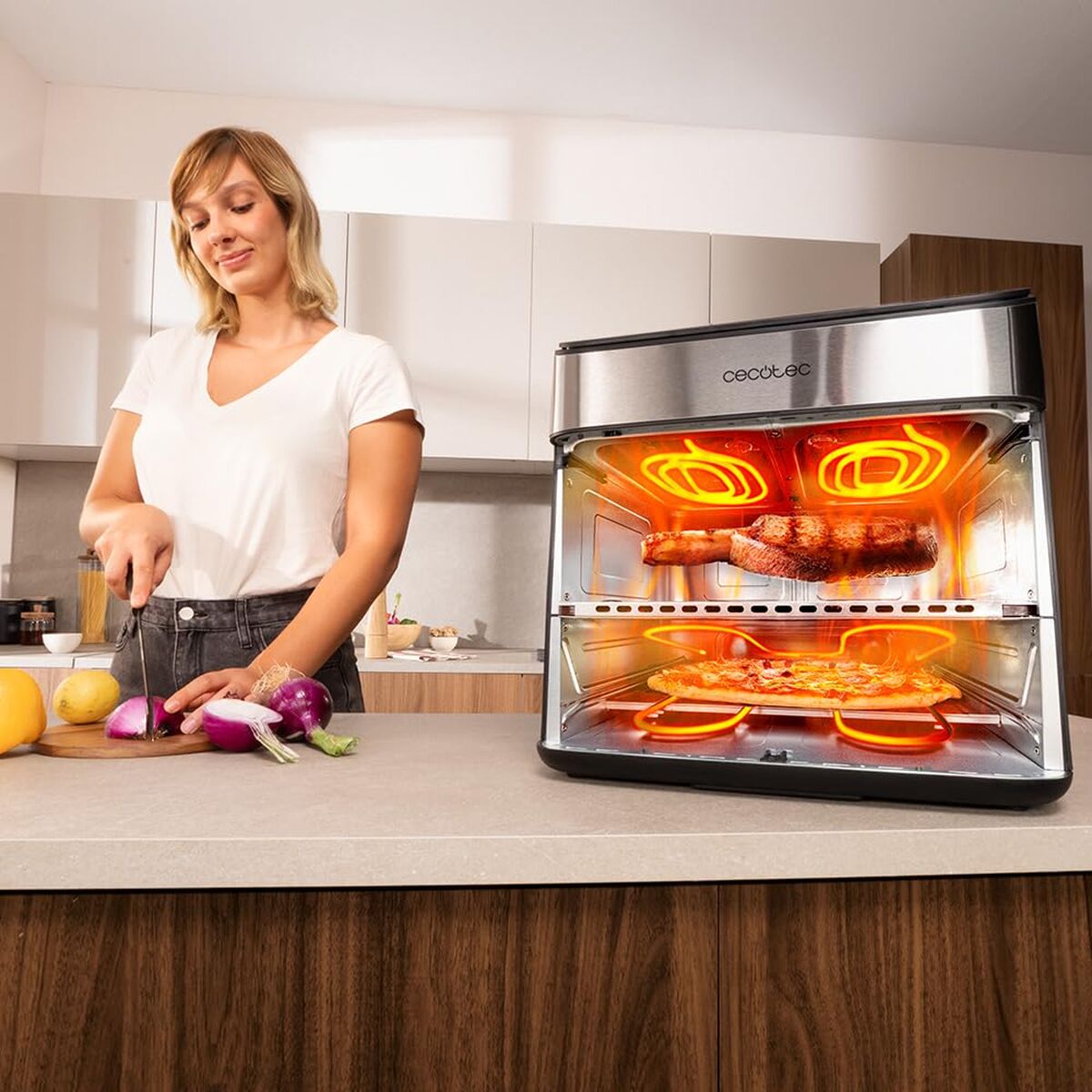 Luftfritös Cecotec Cecofry FoodCourt 18000 4Pizza 2700 W Stål 18 L finns hos Nordekko