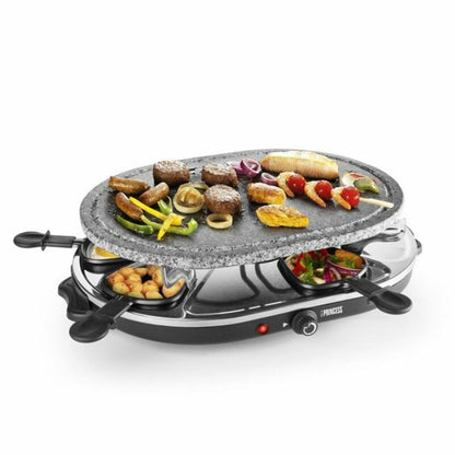 Raclette Princess 8 Oval Stone Grill Party Svart Grå finns hos Nordekko