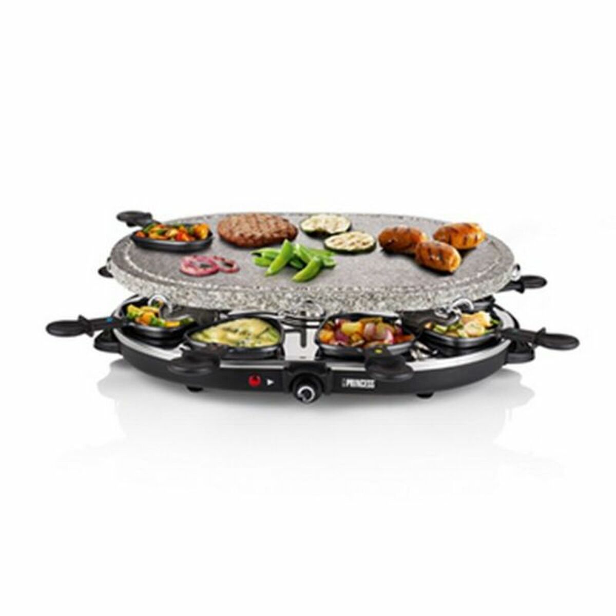 Raclette Princess 8 Oval Stone Grill Party Svart Grå finns hos Nordekko