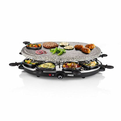 Raclette Princess 8 Oval Stone Grill Party Svart Grå finns hos Nordekko