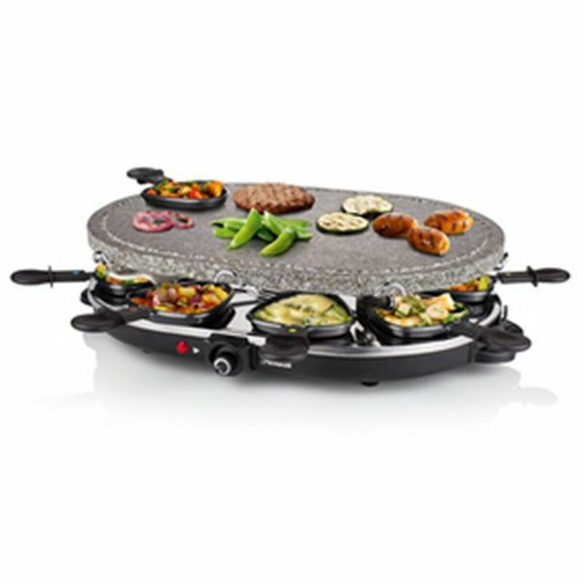 Raclette Princess 8 Oval Stone Grill Party Svart Grå finns hos Nordekko