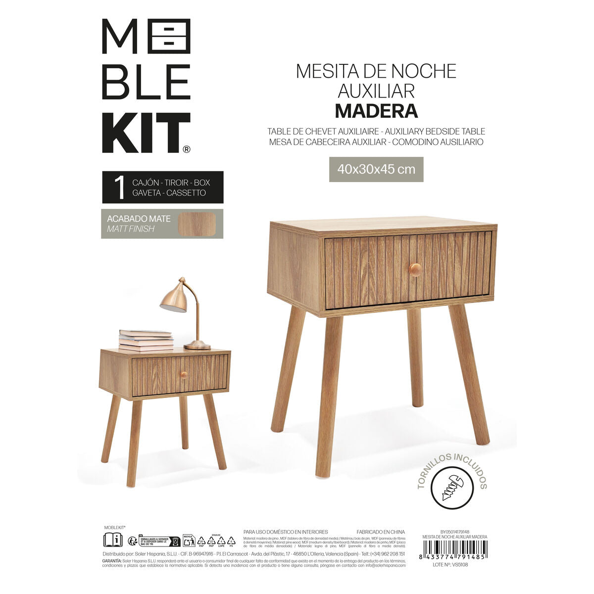 Nattduksbord MobleKit Brun 40 x 30 x 45 cm (2 antal) finns hos Nordekko