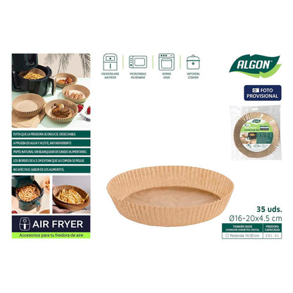 Papper för luftfritös Algon Ø 16 cm Brun 35 Delar (24 antal) finns hos Nordekko