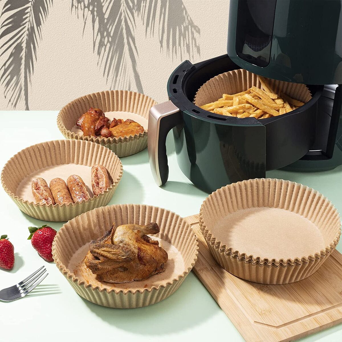 Papper för luftfritös Algon Ø 20 cm Brun 30 Delar (24 antal) finns hos Nordekko