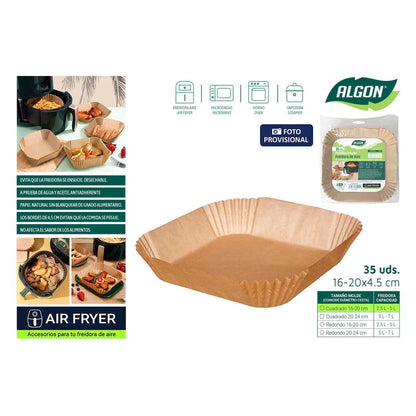 Papper för luftfritös Algon Ø 16 cm Brun 35 Delar (24 antal) finns hos Nordekko