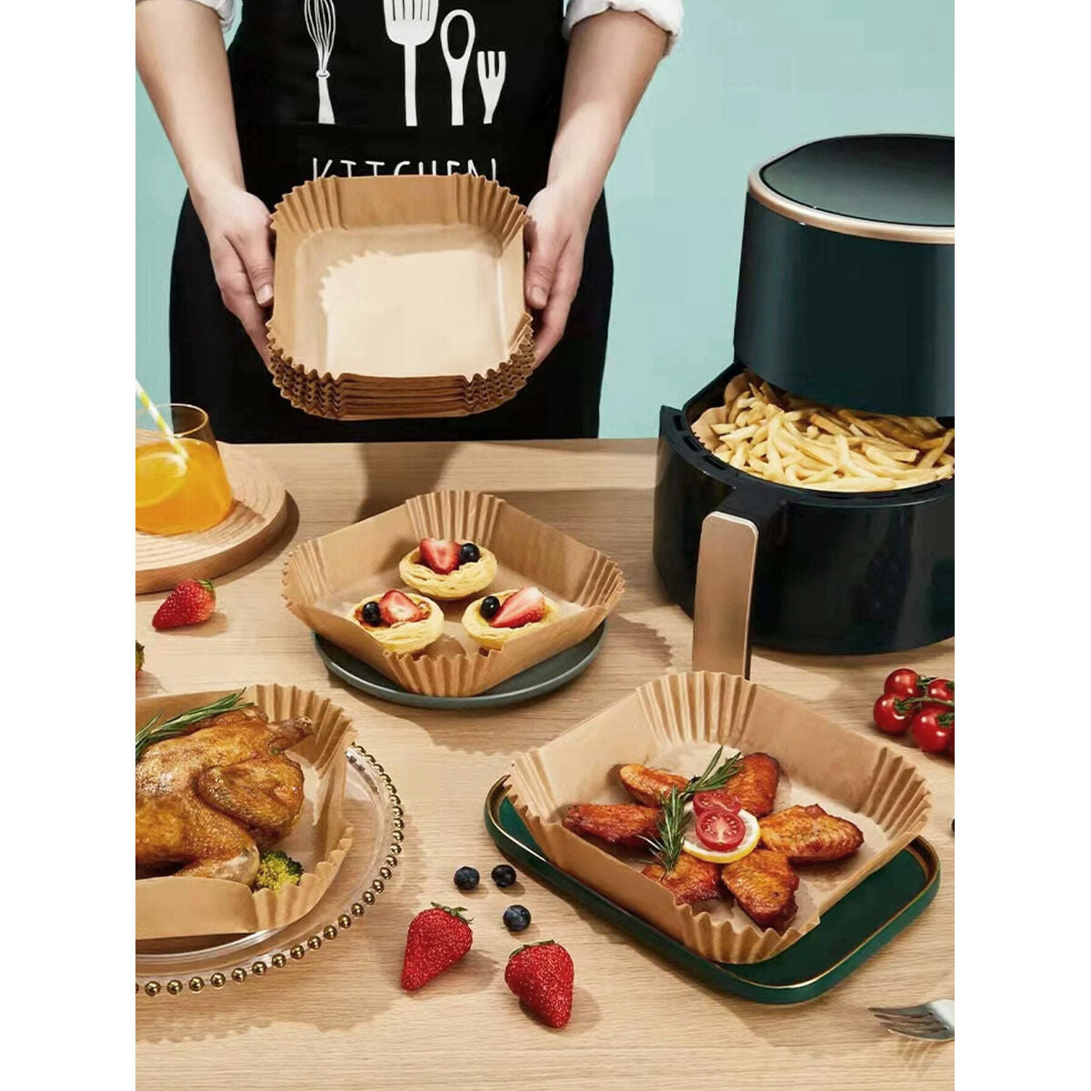 Papper för luftfritös Algon Ø 16 cm Brun 35 Delar (24 antal) finns hos Nordekko