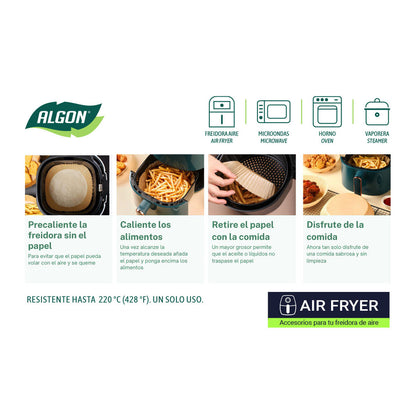 Papper för luftfritös Algon Ø 20 cm Brun 30 Delar (24 antal) finns hos Nordekko
