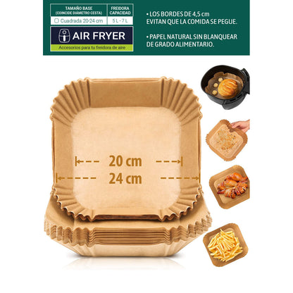 Papper för luftfritös Algon Ø 20 cm Brun 30 Delar (24 antal) finns hos Nordekko