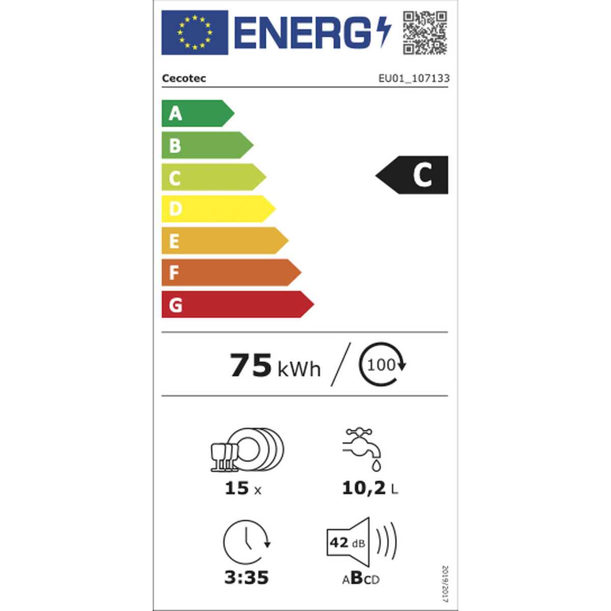 Cecotec Integrerad diskmaskin 15 kuvert 6620 Full-BI Vit Klass C Inverter-motor finns hos Nordekko